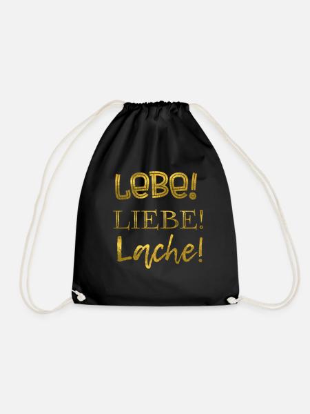 Lebe! Liebe! Lache! Gold - Turnbeutel - Schwarz