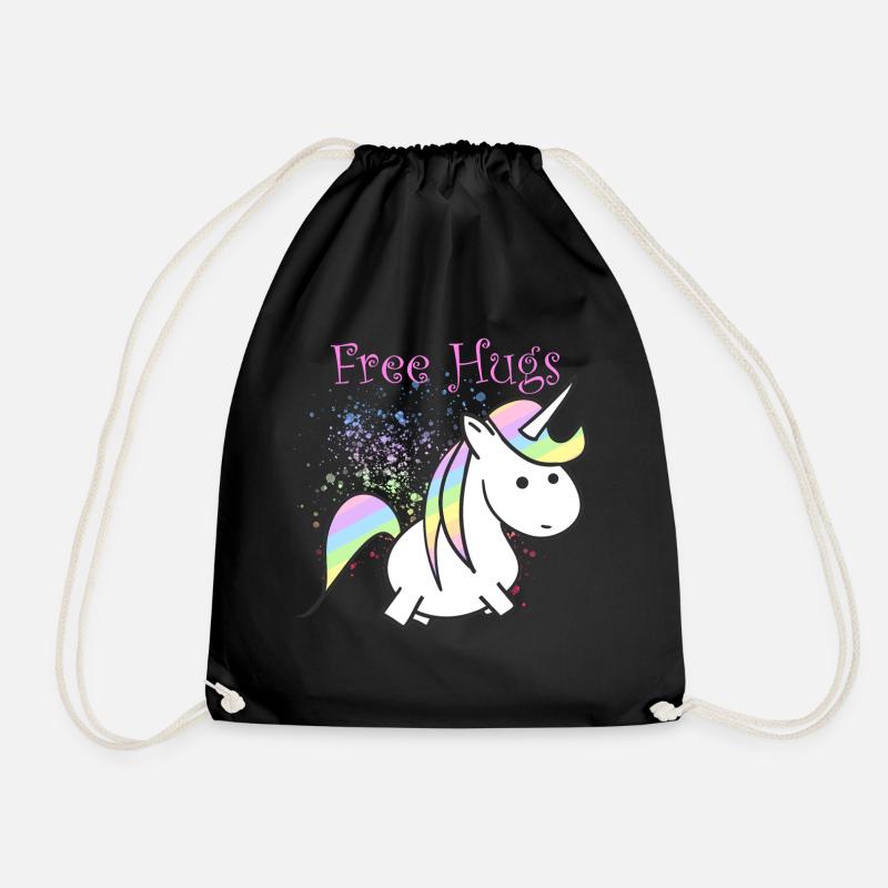 Unicorn Free Hugs - Drawstring Bag - black