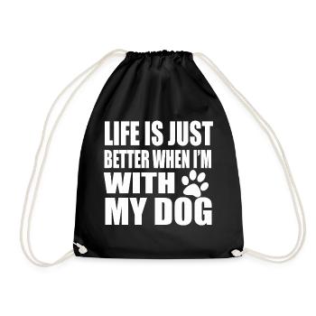 Spruch Hunde Hund Sprueche Hundesprueche Pfote - Turnbeutel - Schwarz - Vorne
