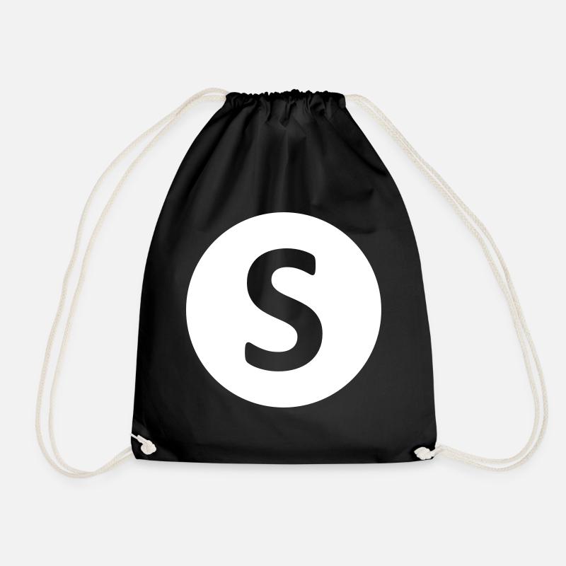 S, Geschenk, Geschenkidee, Idee, Buchstabe, Name - Turnbeutel - Schwarz