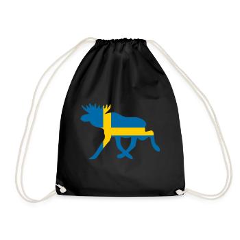 Suède / Elche Drapeau - Cadeau pour les vacances - Sac de sport léger - noir - Devant