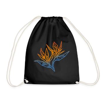 Paradiesvogel Blume geometrisch Geschenk Blumen - Turnbeutel - Schwarz - Vorne