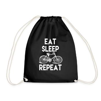 Eat sleep Repeat Fahrrad Sprueche Bike Spruch - Turnbeutel - Schwarz - Vorne