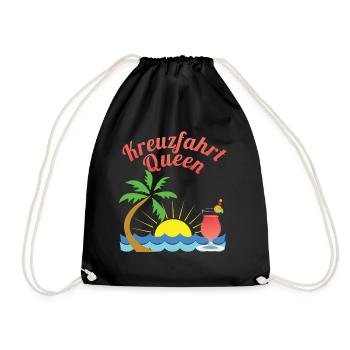 Cruise queen palm sea sun gift - Drawstring Bag - black - Front