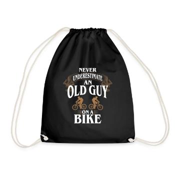 Cycling Never Underestimate An Old Guy On A Bike - Drawstring Bag - black - Front