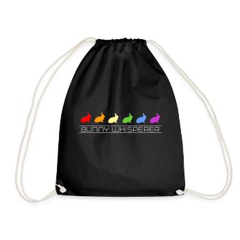 rabbit whisperer - Drawstring Bag - black - Front