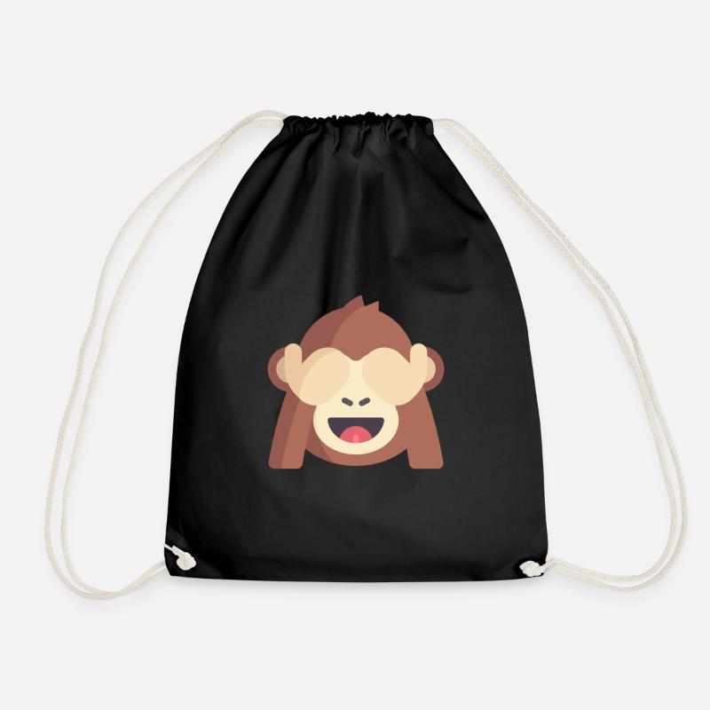 süßes Affen Emoticon - Turnbeutel - Schwarz