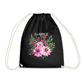 bouquet v1 - Drawstring Bag - black - Front