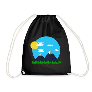Flat Design Outdoor Mountain Forrest Park Geschenk - Turnbeutel - Schwarz - Vorne