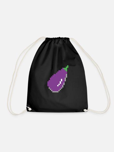 Aubergine Pixel Art - Turnbeutel - Schwarz
