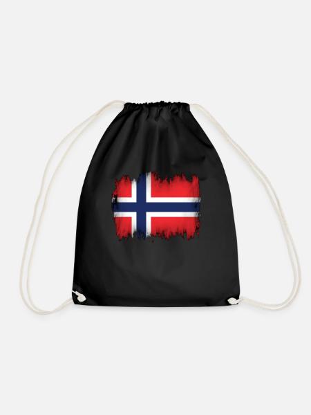 Norwegian flag - Drawstring Bag - black