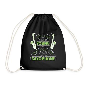 Funny Saxophone Jazz Instrument Saxo Gift - Drawstring Bag - black - Front
