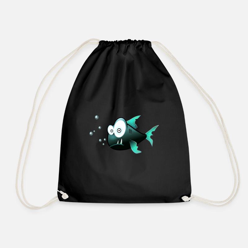fish - Drawstring Bag - black