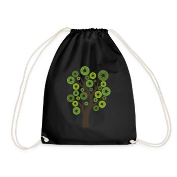 Tree gift nature modern leaves forest hipster - Drawstring Bag - black - Front