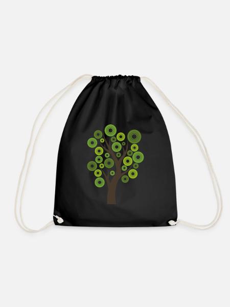 Tree gift nature modern leaves forest hipster - Drawstring Bag - black