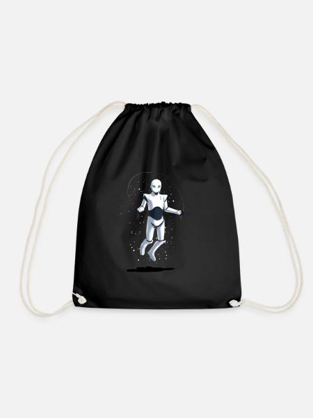Robot of the rope jumps - Drawstring Bag - black