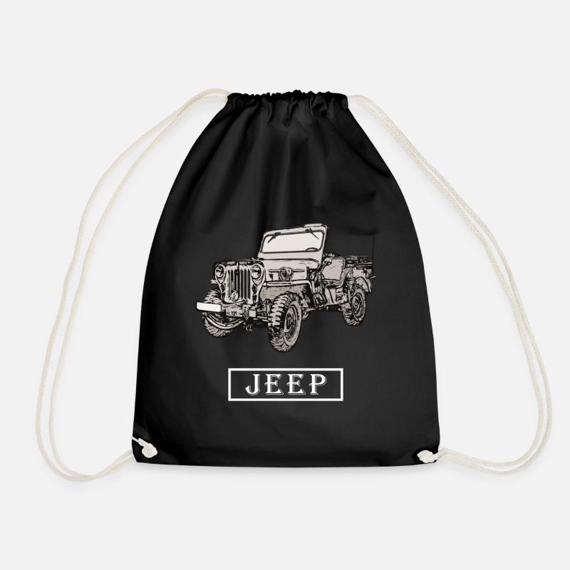 Willys Jeep dessin avec lettrage - blanc - Sac de sport léger - noir