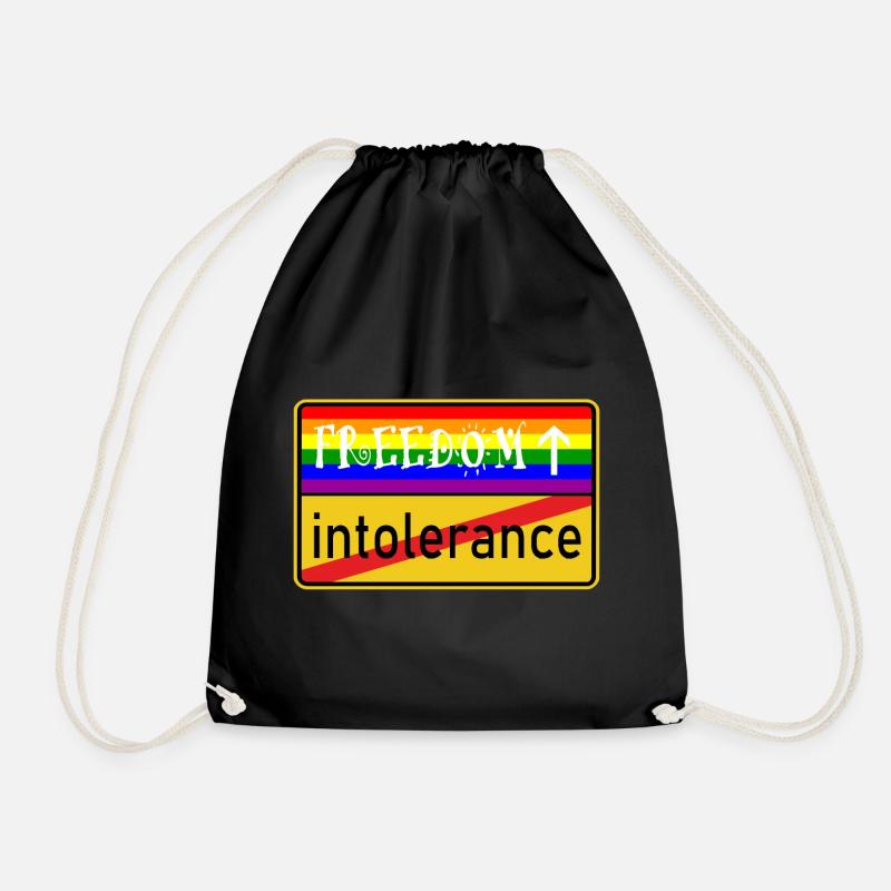 Freiheit & Vielfalt Regenbogen - Turnbeutel - Schwarz