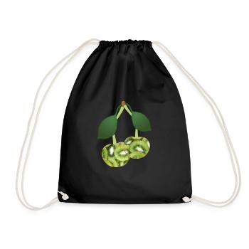 Kiwi Kirschen fruchtiges Design Geschenkidee - Turnbeutel - Schwarz - Vorne