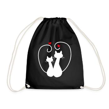 cats love - Drawstring Bag - black - Front