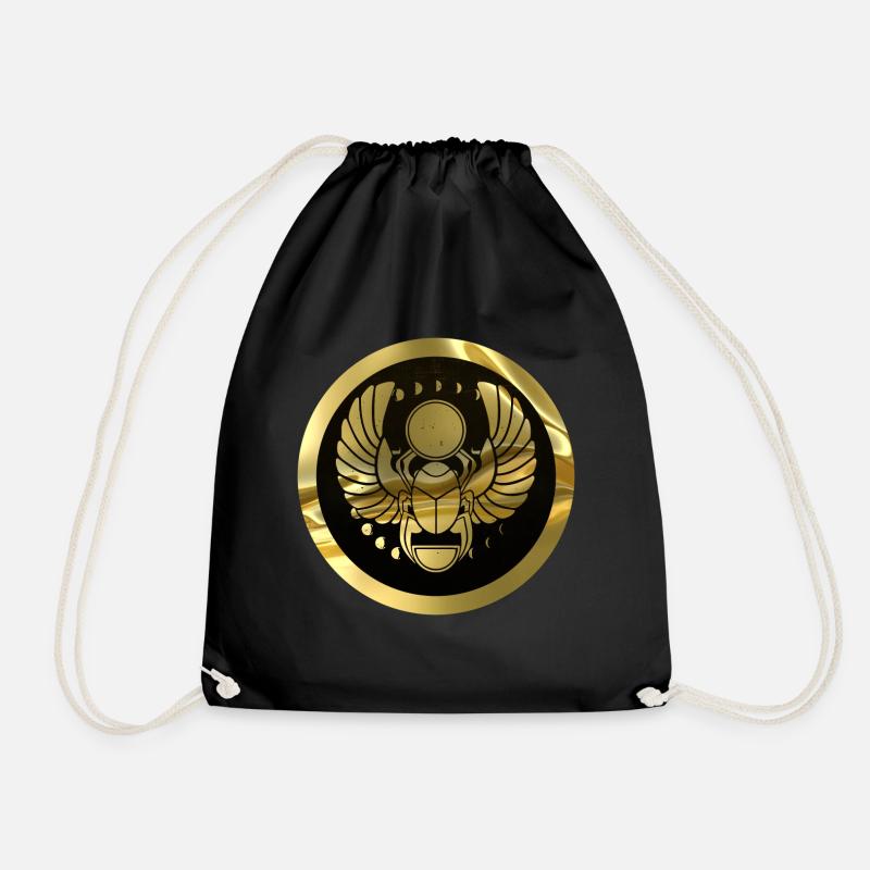 Gold lucky beetle icon - Drawstring Bag - black