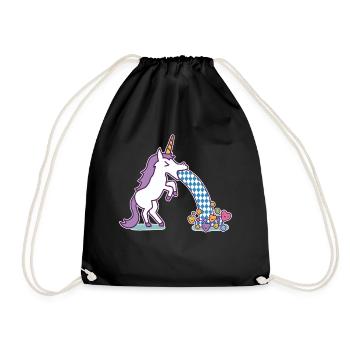 Puking unicorn on the - Drawstring Bag - black - Front