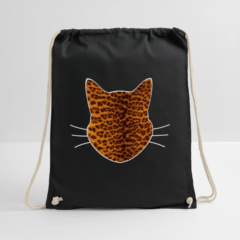 Cat leopard pattern Drawstring Bag