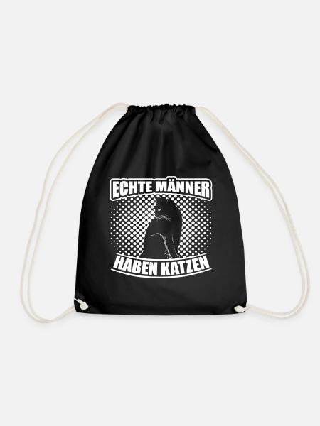 Real men have cats - Drawstring Bag - black