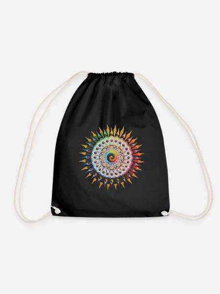 Sonnen Mandala Dreikreis Spirale - Turnbeutel - Schwarz
