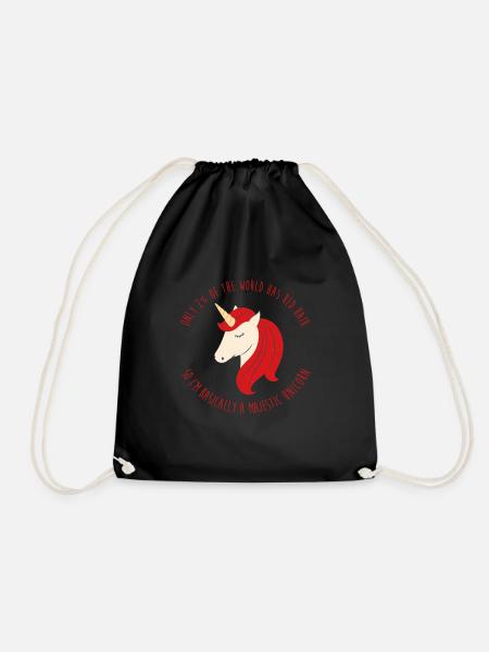 Redhead Redhead Redhead Unicorn Gift Idea - Drawstring Bag - black