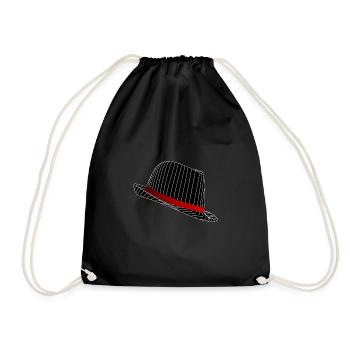 hat - Drawstring Bag - black - Front