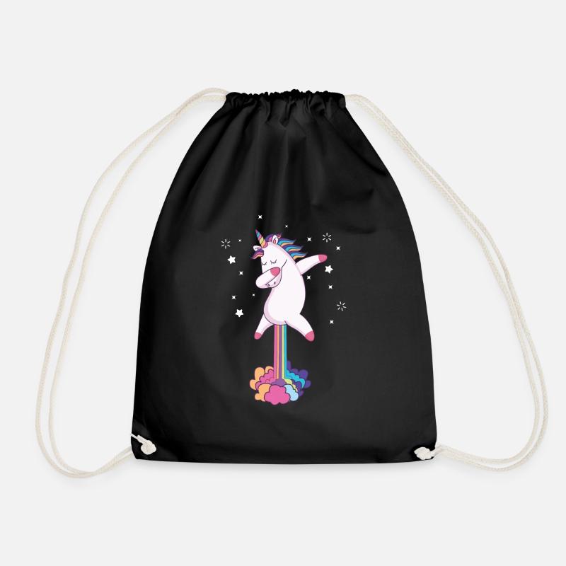 Einhorn Unicorn Dab Regenbogen Geschenk Idee - Turnbeutel - Schwarz