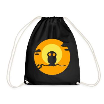 owl - Drawstring Bag - black - Front