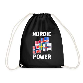 Nordic Scandinavian Power Flags North - Drawstring Bag - black - Front