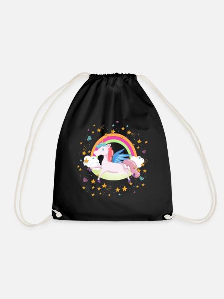 Funny unicorn gift T-shirt - Drawstring Bag - black