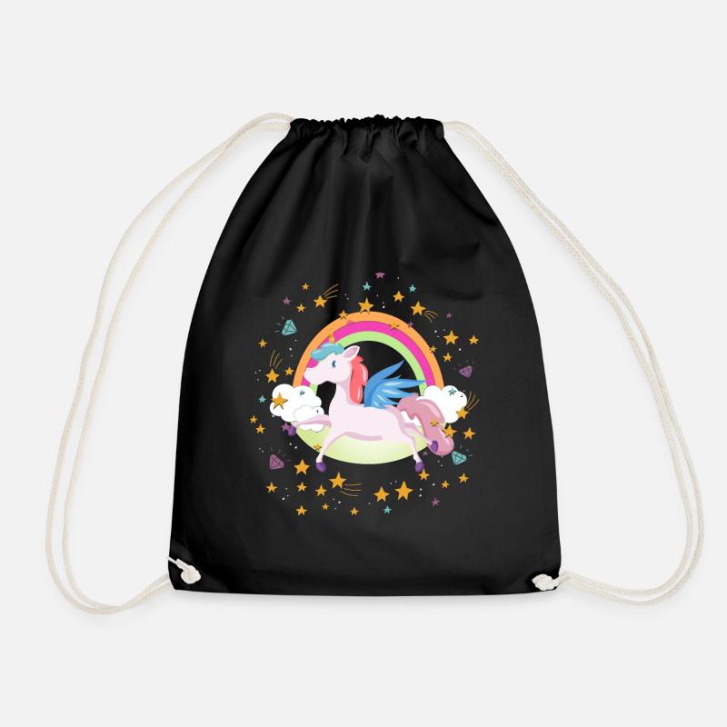 Funny unicorn gift T-shirt - Drawstring Bag - black