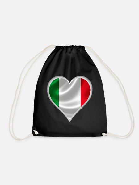 Italy heart design - Drawstring Bag - black