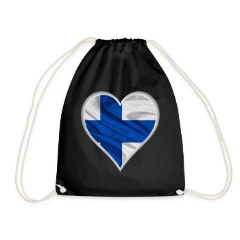 Finnland Herz Design - Turnbeutel - Schwarz - Vorne
