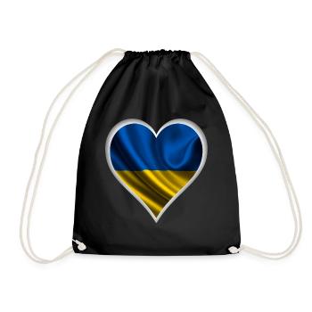 Ukraine Herz Design - Turnbeutel - Schwarz - Vorne