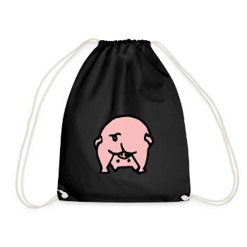 Kiss my ass piggy pink gift - Drawstring Bag - black - Front