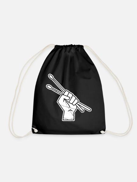 Drumsticks Drummer Drums Gift Band - Drawstring Bag - black