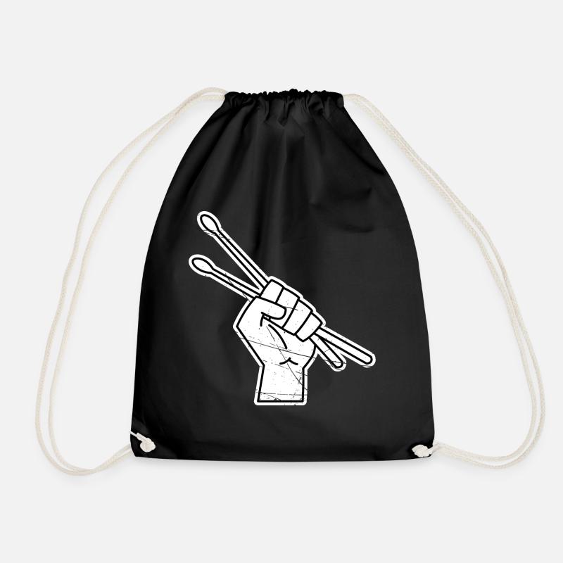 Drumsticks Drummer Drums Gift Band - Drawstring Bag - black