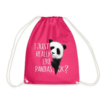 I just love pandas, ok? funny panda - Drawstring Bag - fuchsia - Front