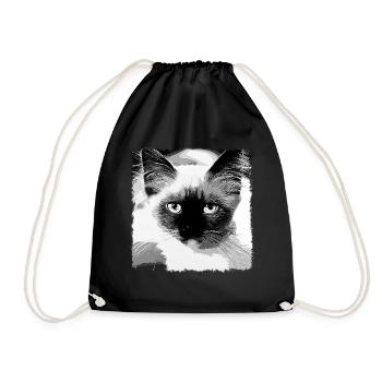gxp sacred burma cat blue eyes vector k sw - Drawstring Bag - black - Front