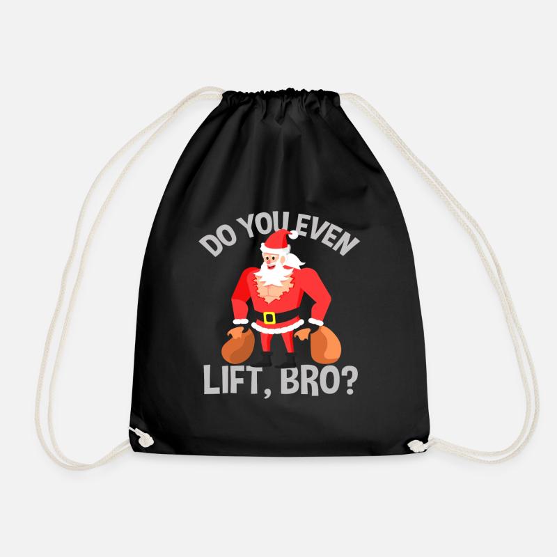 Christmas Santa gym - Drawstring Bag - black