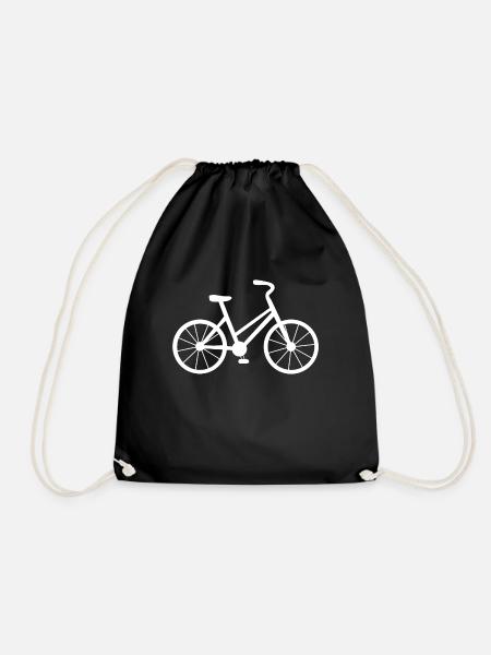 Fahrrad weiss - Turnbeutel - Schwarz