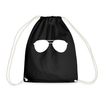 Sonnenbrille Urlaub weiss Geschenk - Turnbeutel - Schwarz - Vorne