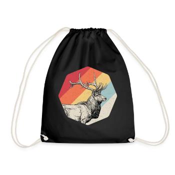 Deer antlers hunter hunting gift - Drawstring Bag - black - Front
