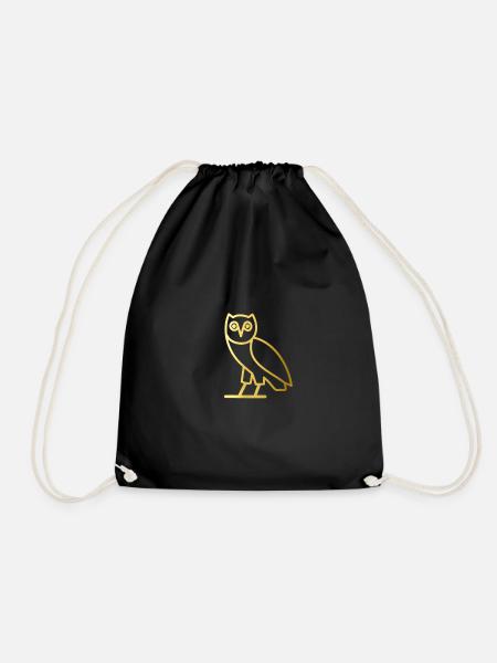 UHU/Eule im Gold Design. - Turnbeutel - Schwarz