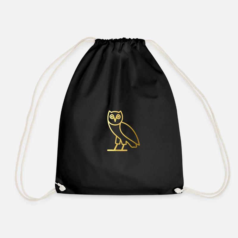 UHU/Eule im Gold Design. - Turnbeutel - Schwarz